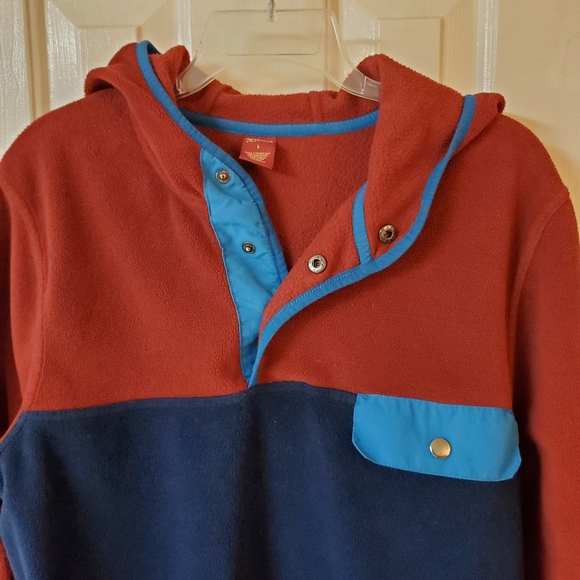 ๐ Arizona Jean Co. Fleece Pullover with Hood, Burgundy / Navy, Size L - Picture 4 of 12
